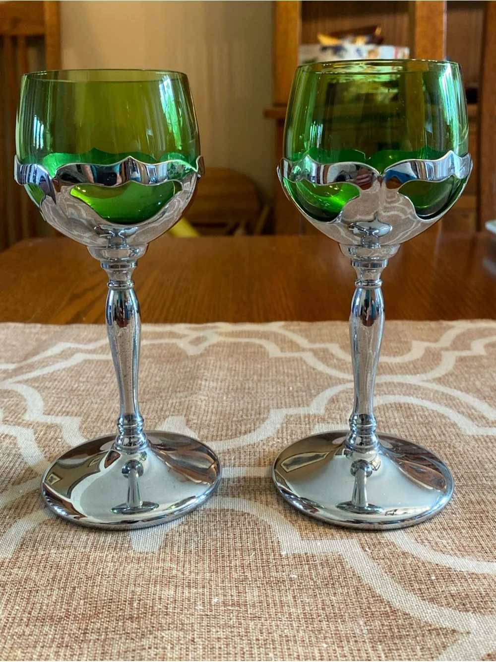 Farberware Cambridge Green and Silver Stemmed Cordial Glasses (Pair)